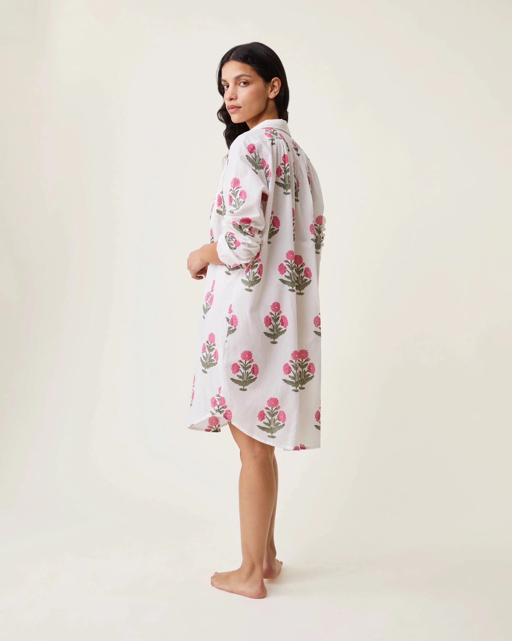 Robe de nuit Calie imprimé Poppy rose - Scarlette Ateliers