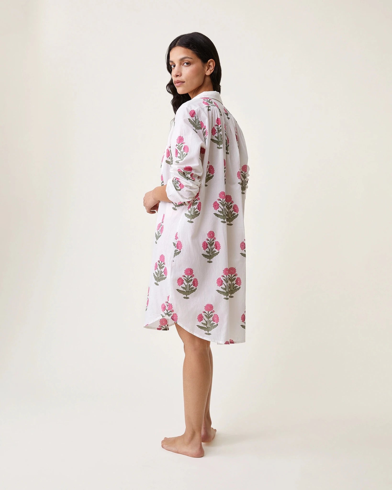 Robe de nuit Calie imprimé Poppy rose - Scarlette Ateliers