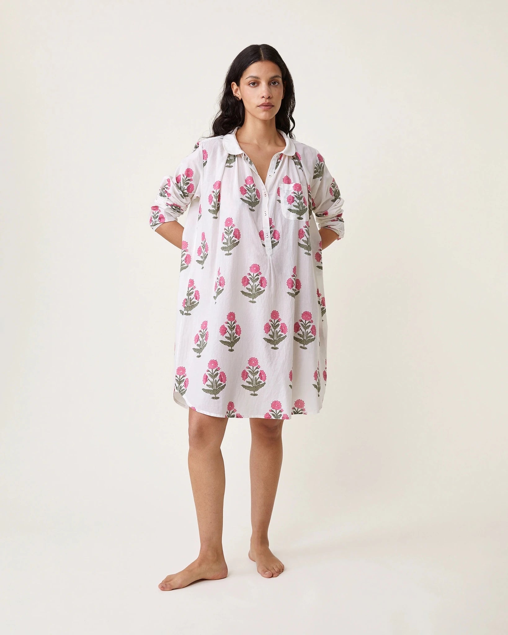 Robe de nuit Calie imprimé Poppy rose - Scarlette Ateliers
