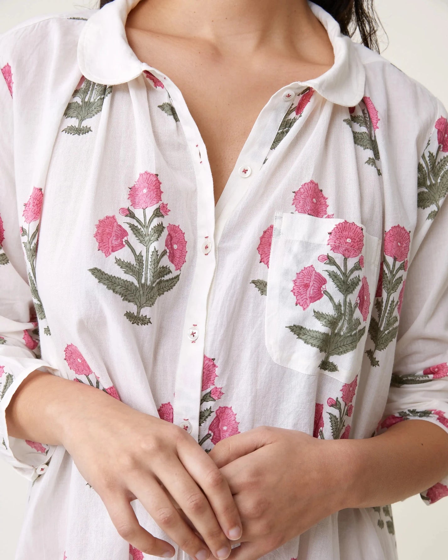 Robe de nuit Calie imprimé Poppy rose - Scarlette Ateliers