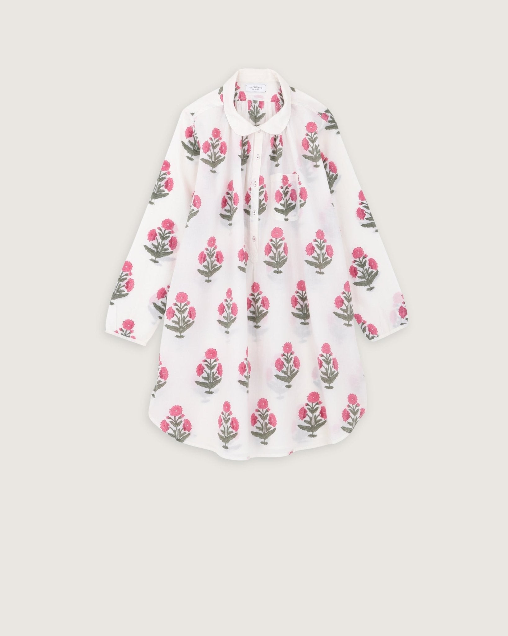 Robe de nuit Calie imprimé Poppy rose - Scarlette Ateliers