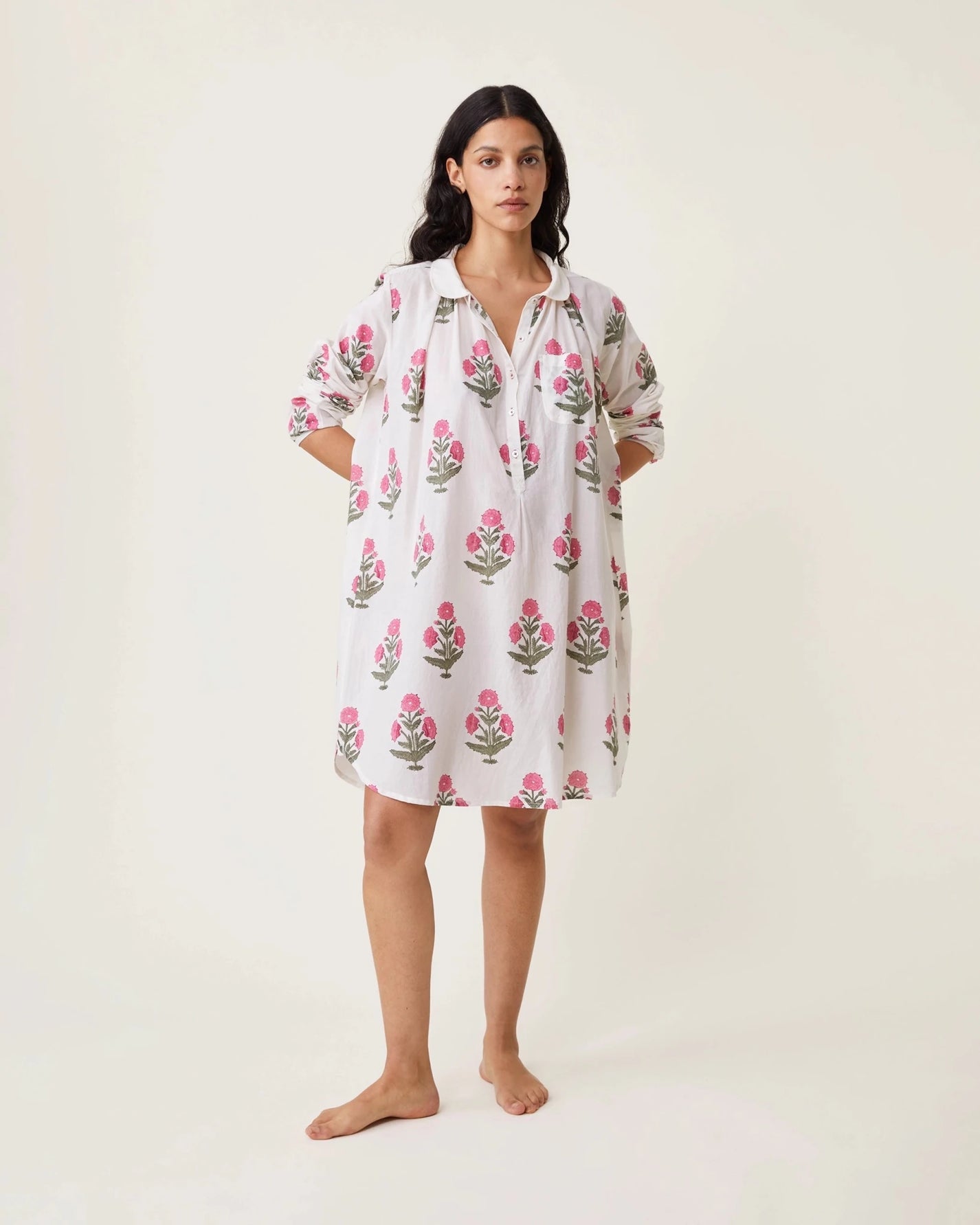 Robe de nuit Calie imprimé Poppy rose - Scarlette Ateliers