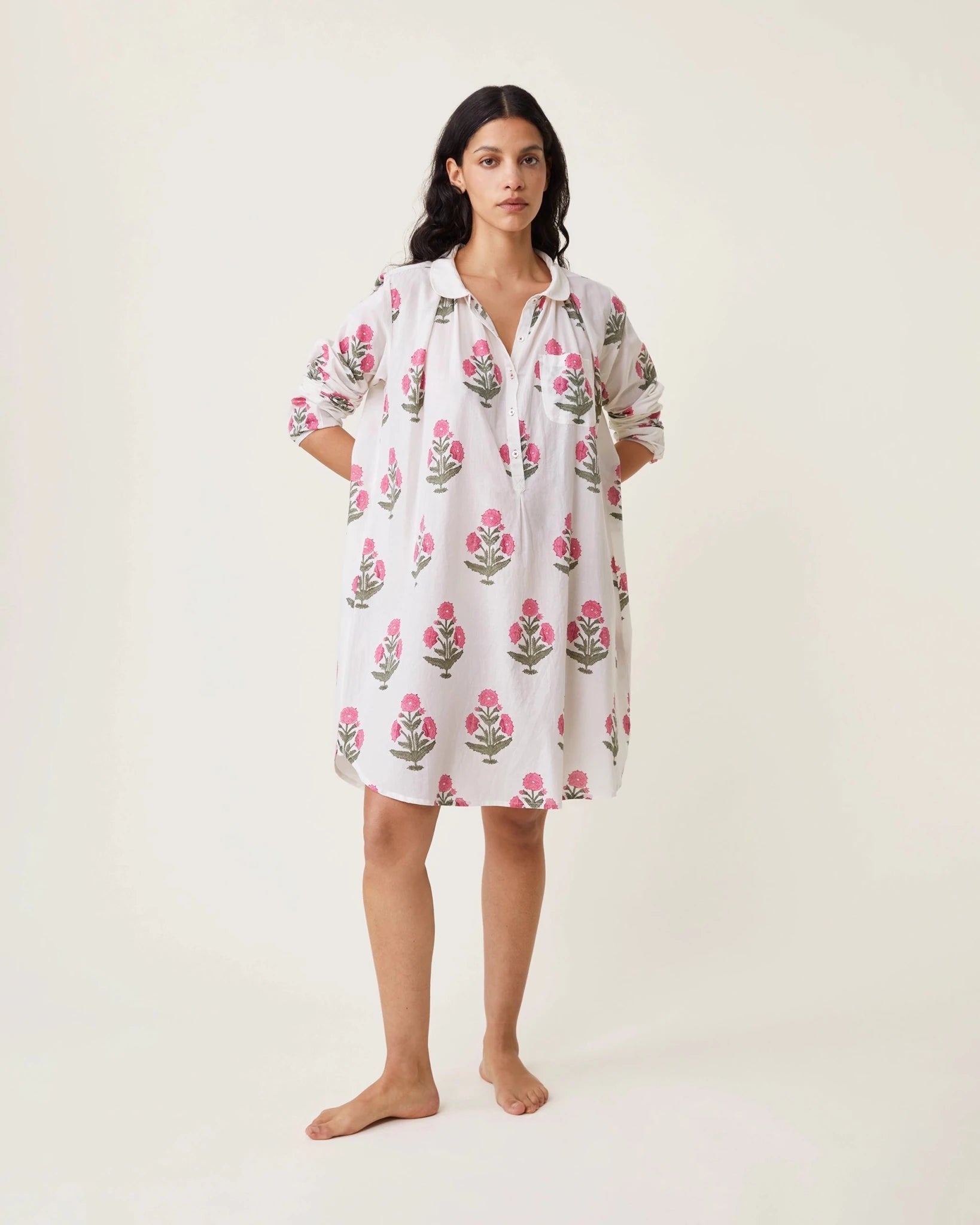 Robe de nuit Calie imprimé Poppy rose - Scarlette Ateliers