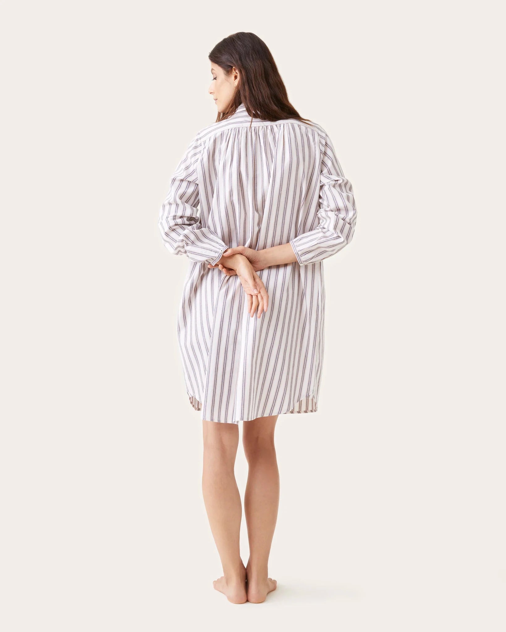 Robe de nuit Calie rayures mist - Scarlette Ateliers