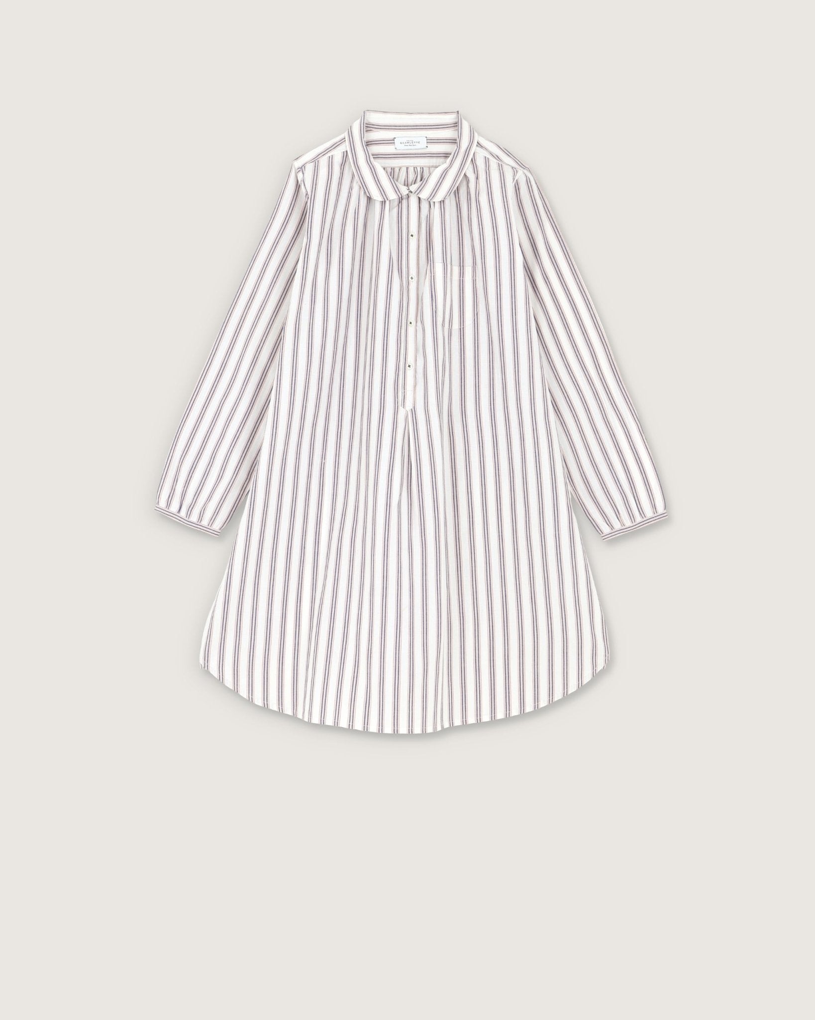 Robe de nuit Calie rayures mist - Scarlette Ateliers