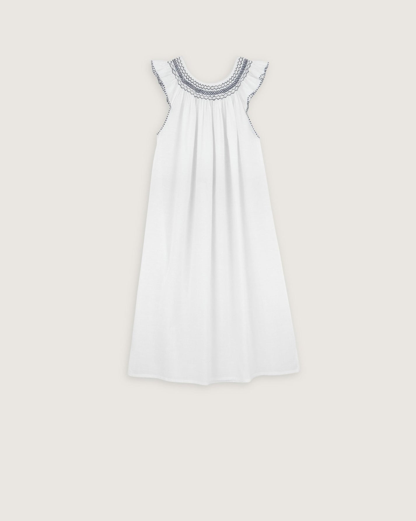 Robe de nuit Dona blanche broderies navy - Scarlette Ateliers