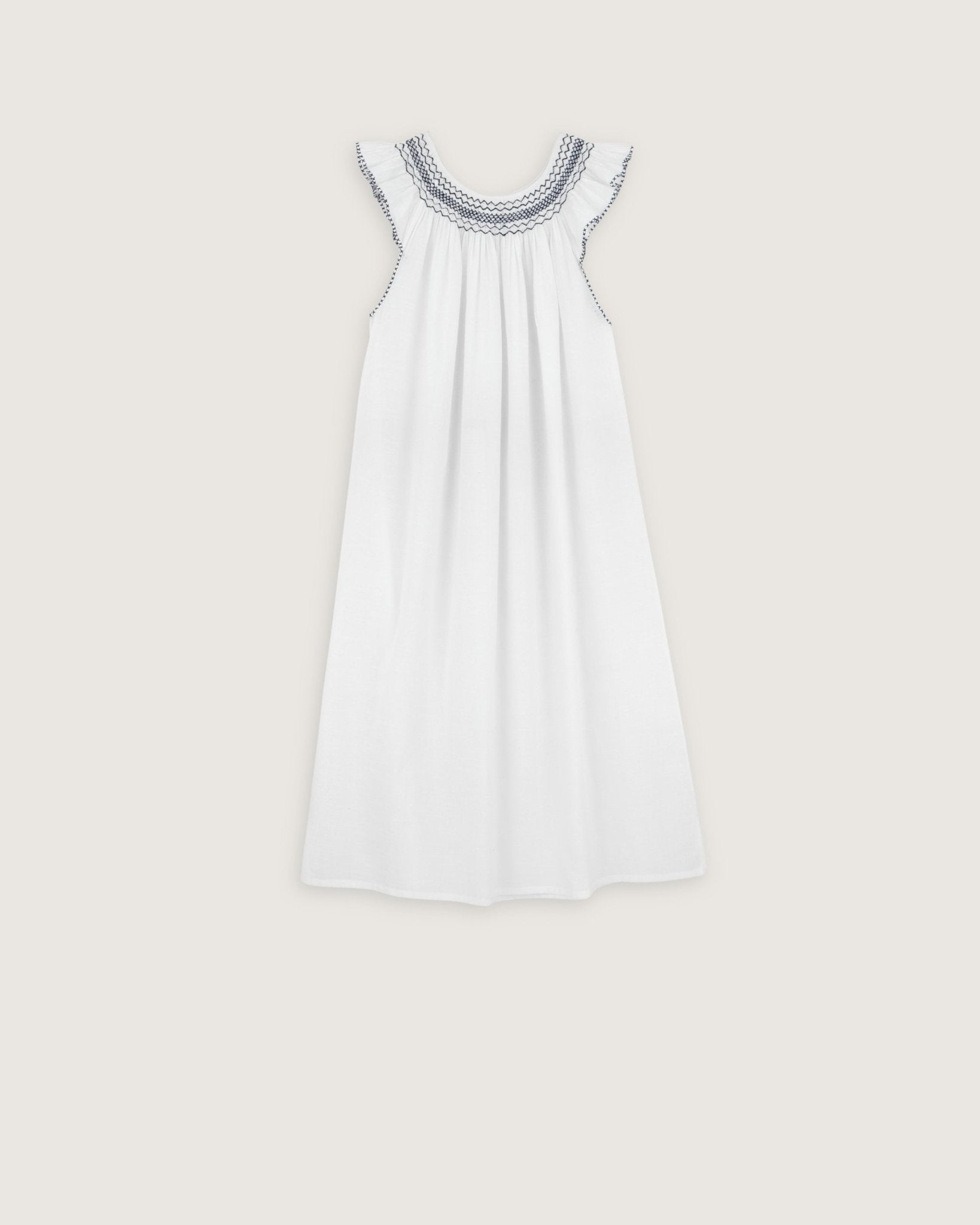 Robe de nuit Dona blanche broderies navy - Scarlette Ateliers