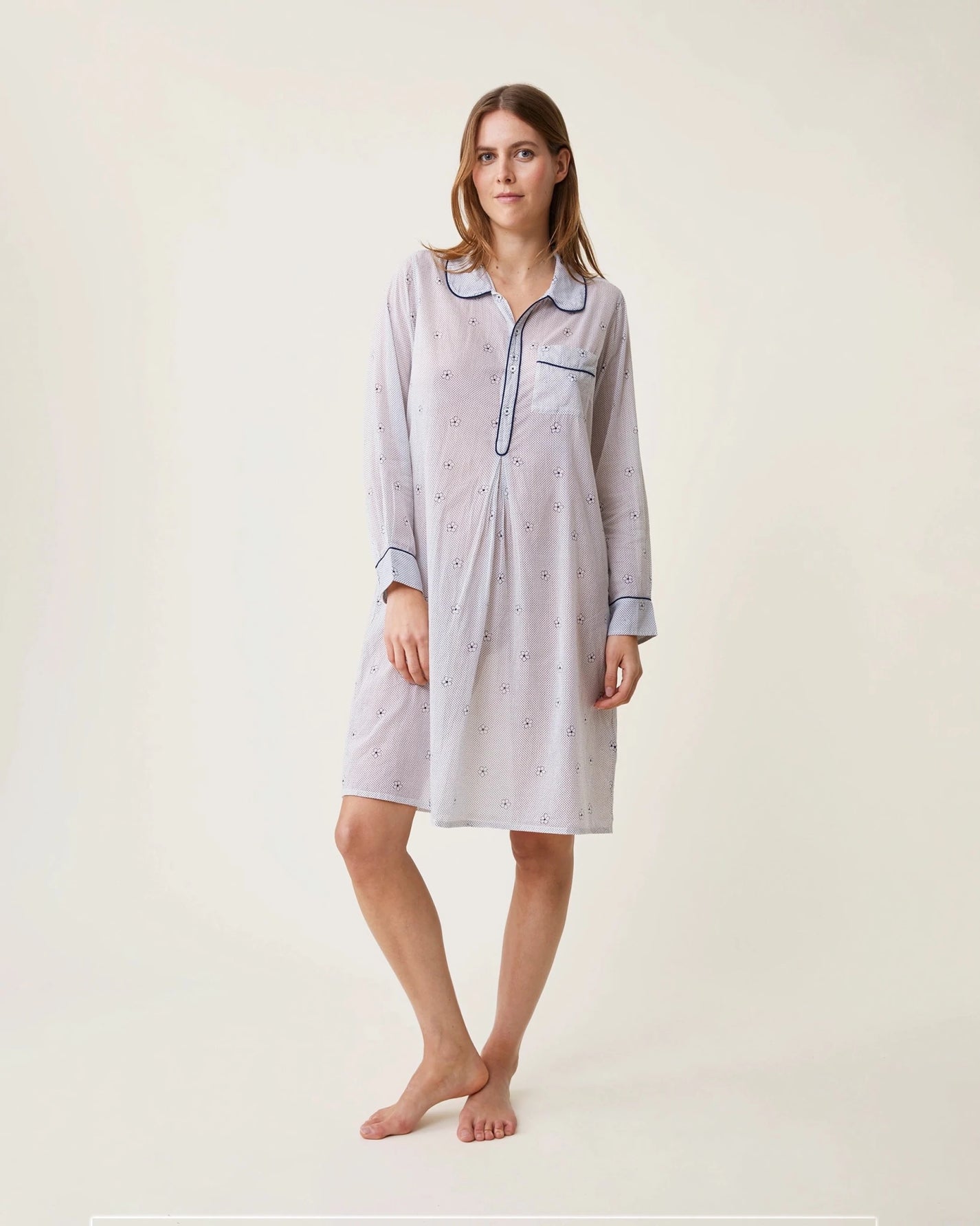 Robe de nuit Freya imprimé Alia bleu - Scarlette Ateliers