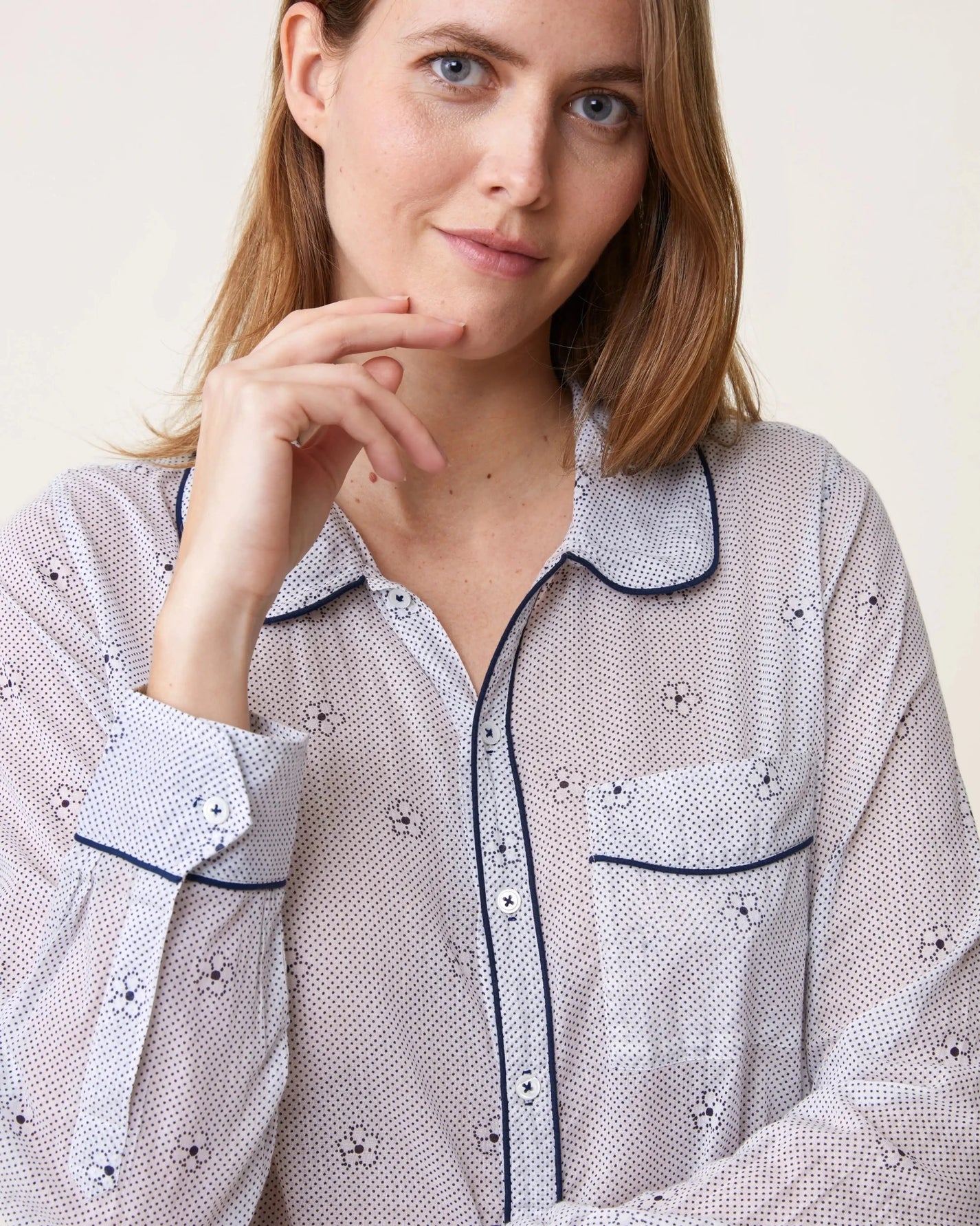 Robe de nuit Freya imprimé Alia bleu - Scarlette Ateliers