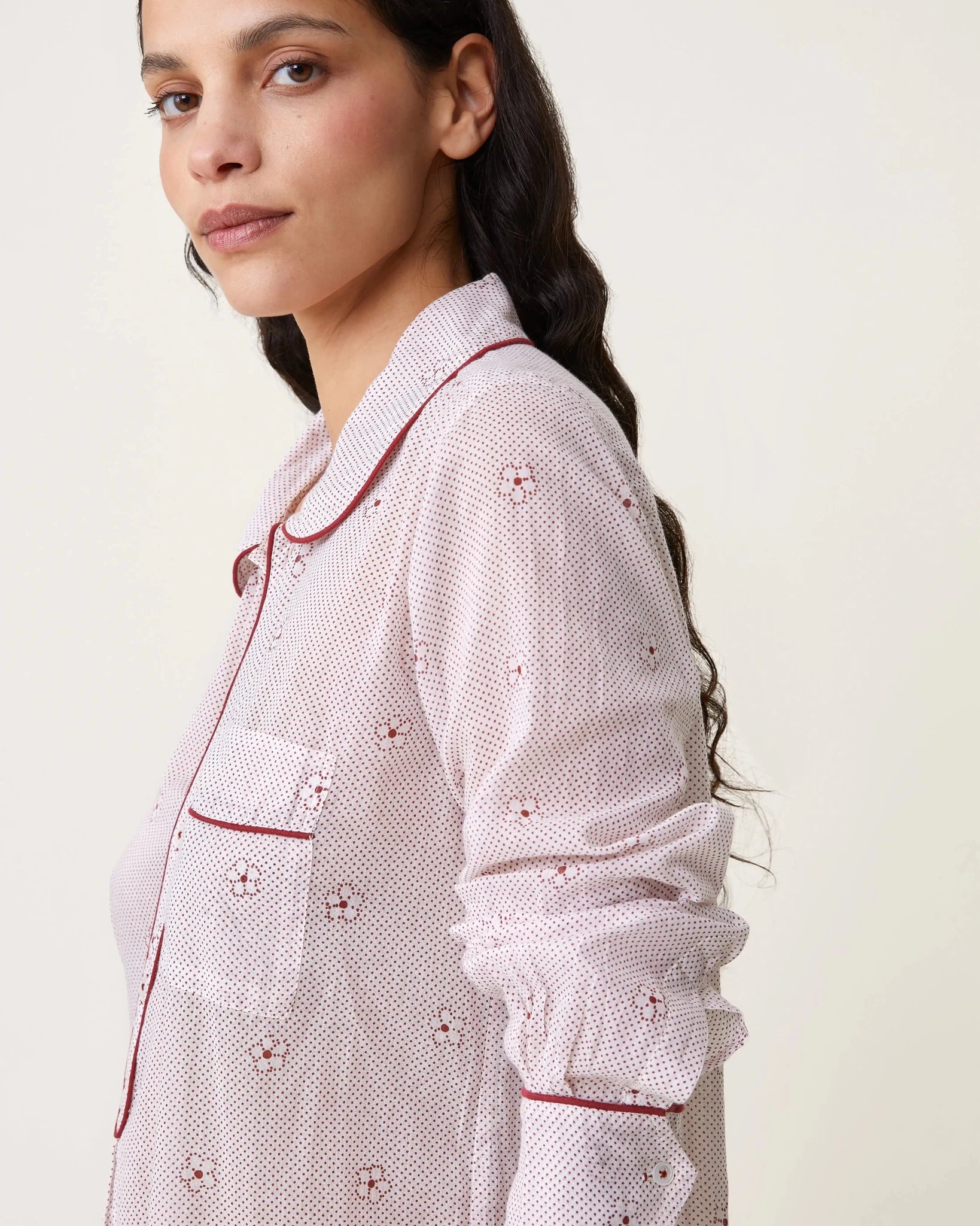 Robe de nuit Freya imprimé Alia rouge - Scarlette Ateliers