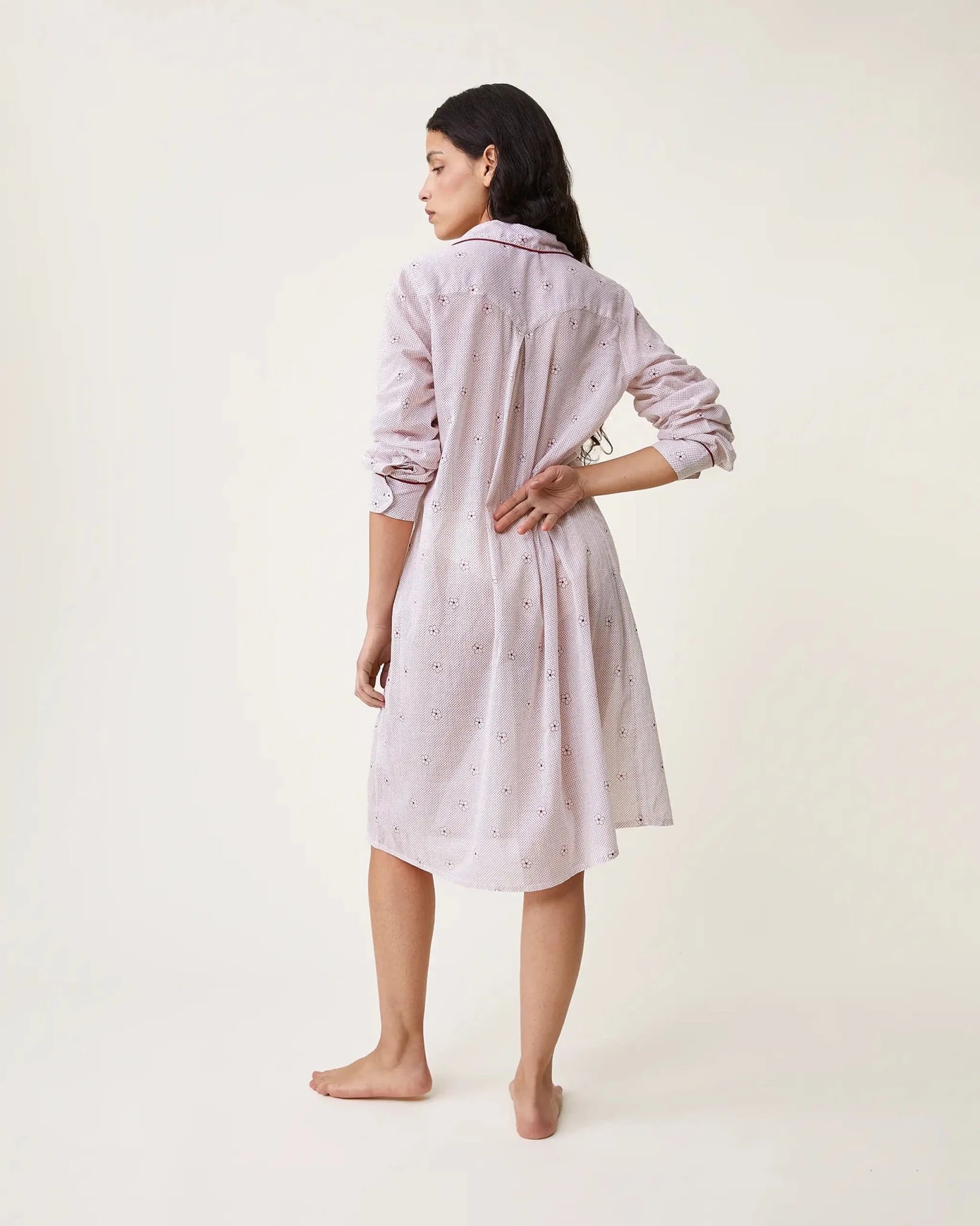 Robe de nuit Freya imprimé Alia rouge - Scarlette Ateliers