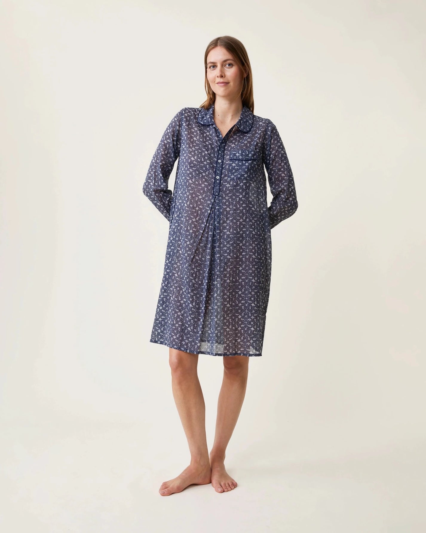 Robe de nuit Freya imprimé Marge bleu - Scarlette Ateliers