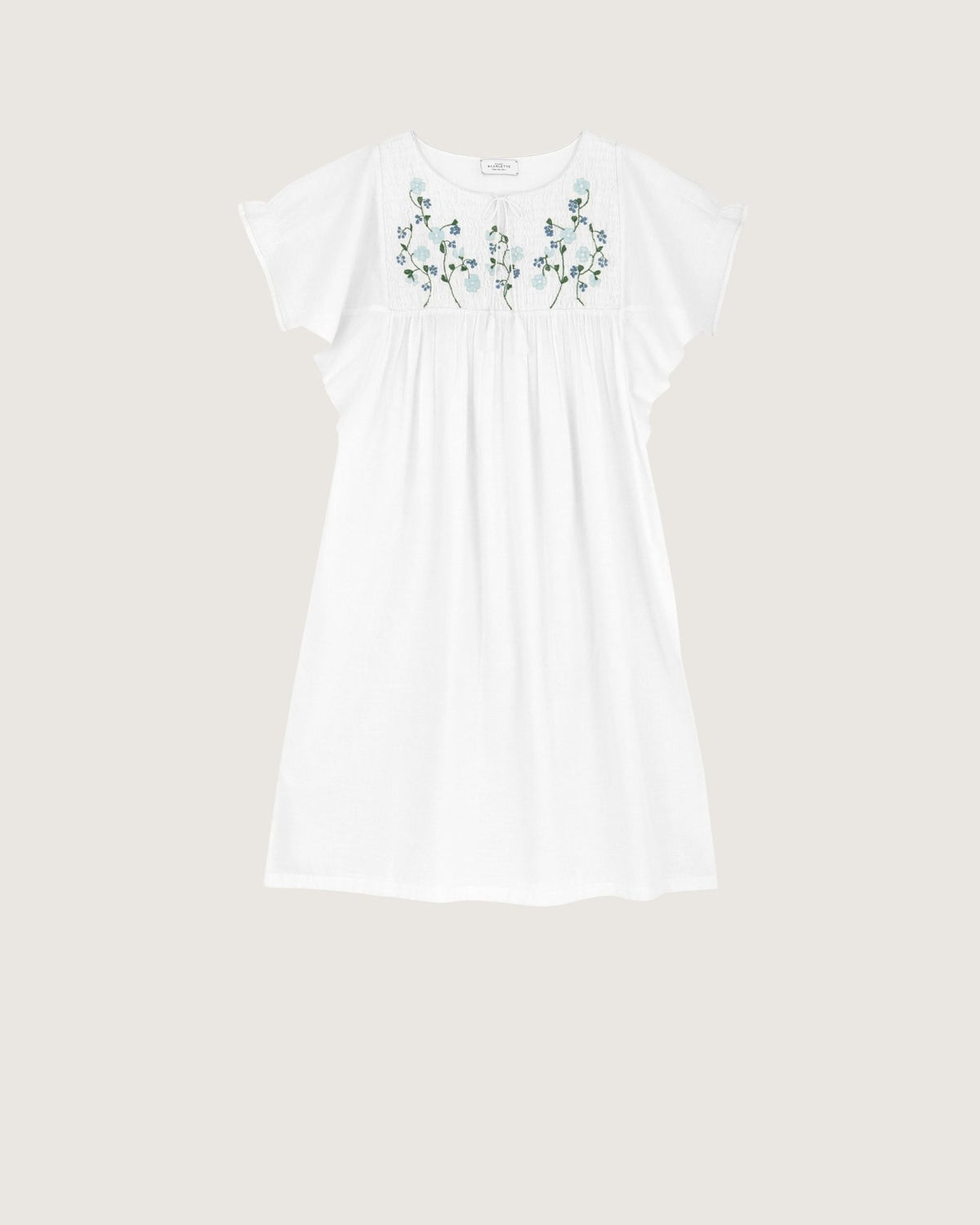 Robe de nuit Frida broderies bleuets - Scarlette Ateliers
