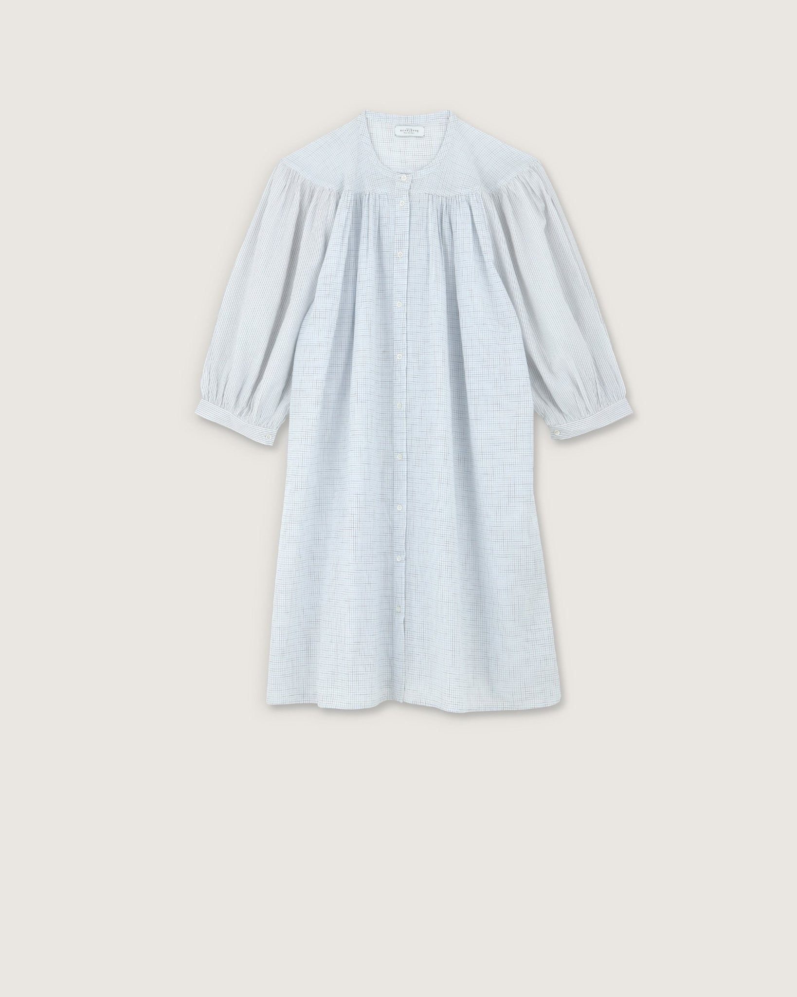 Robe de nuit Ida carreaux bleus - Scarlette Ateliers