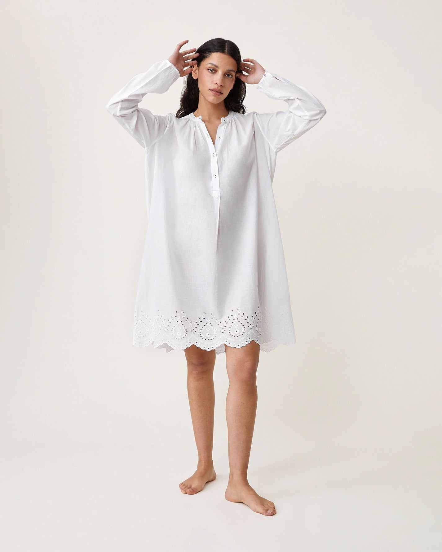 Robe de nuit Jane broderies blanches - Scarlette Ateliers