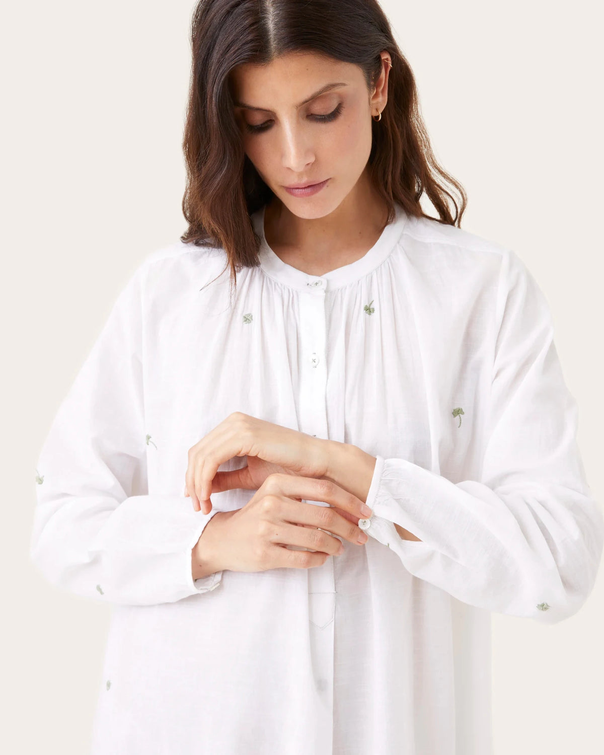 Robe de nuit Janet broderies clover - Scarlette Ateliers