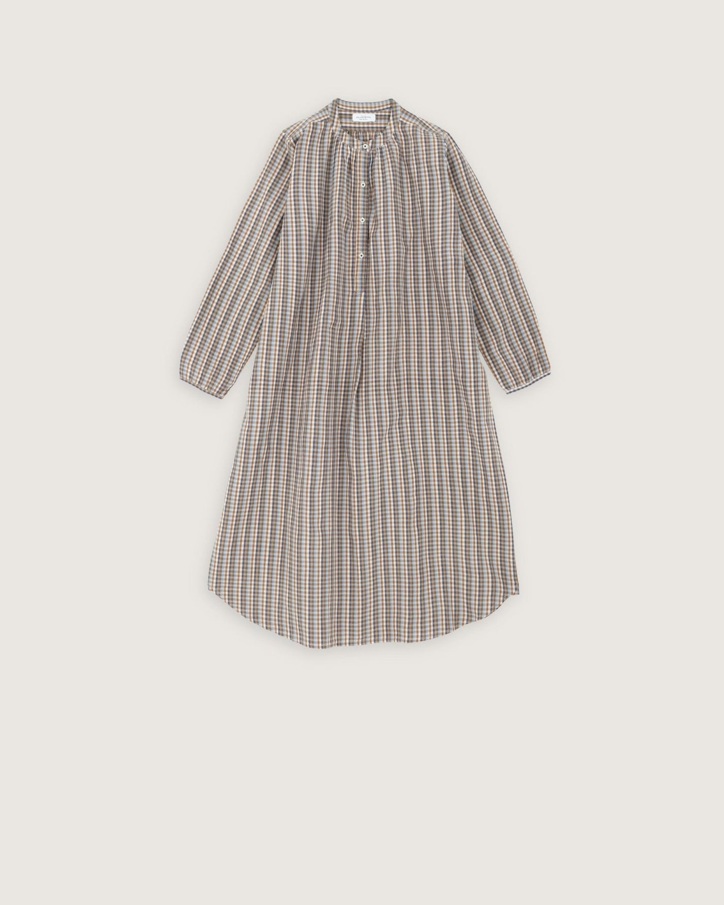 Robe de nuit Janet carreaux moka - Scarlette Ateliers