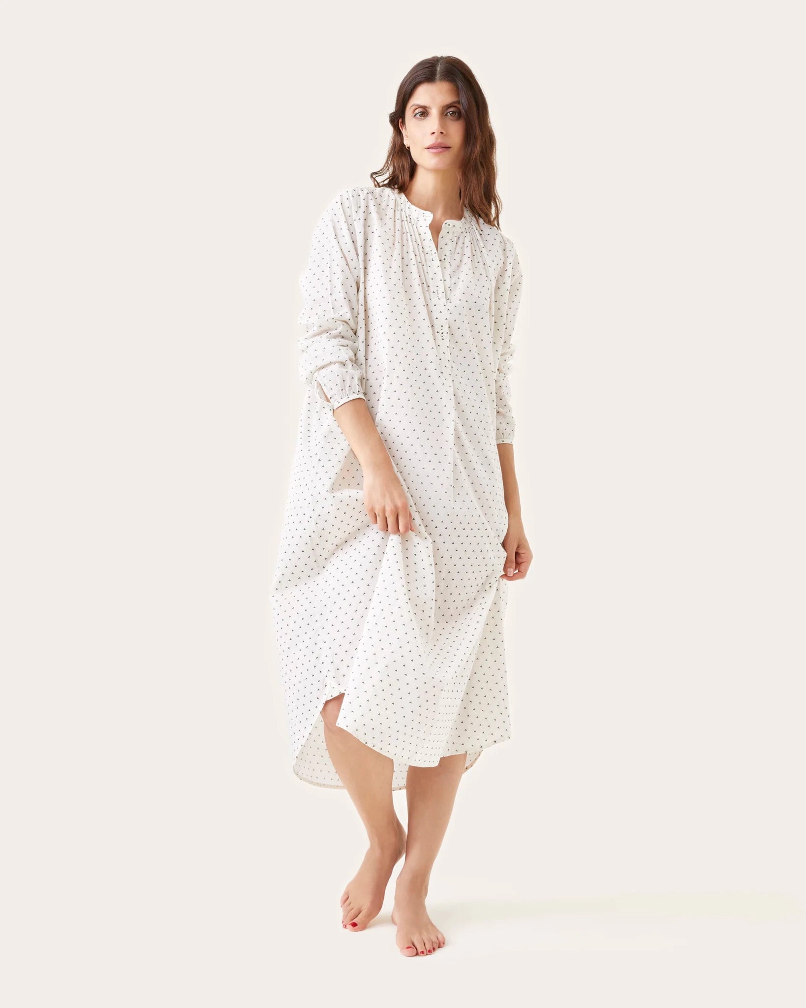 Robe de nuit Janet imprimé tod vert - Scarlette Ateliers