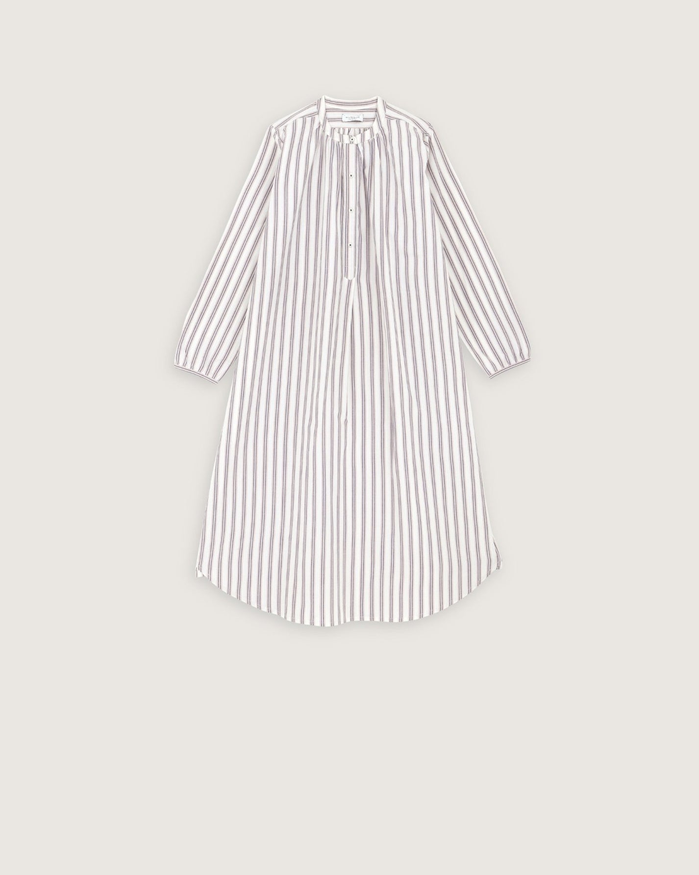 Robe de nuit Janet rayures mist - Scarlette Ateliers