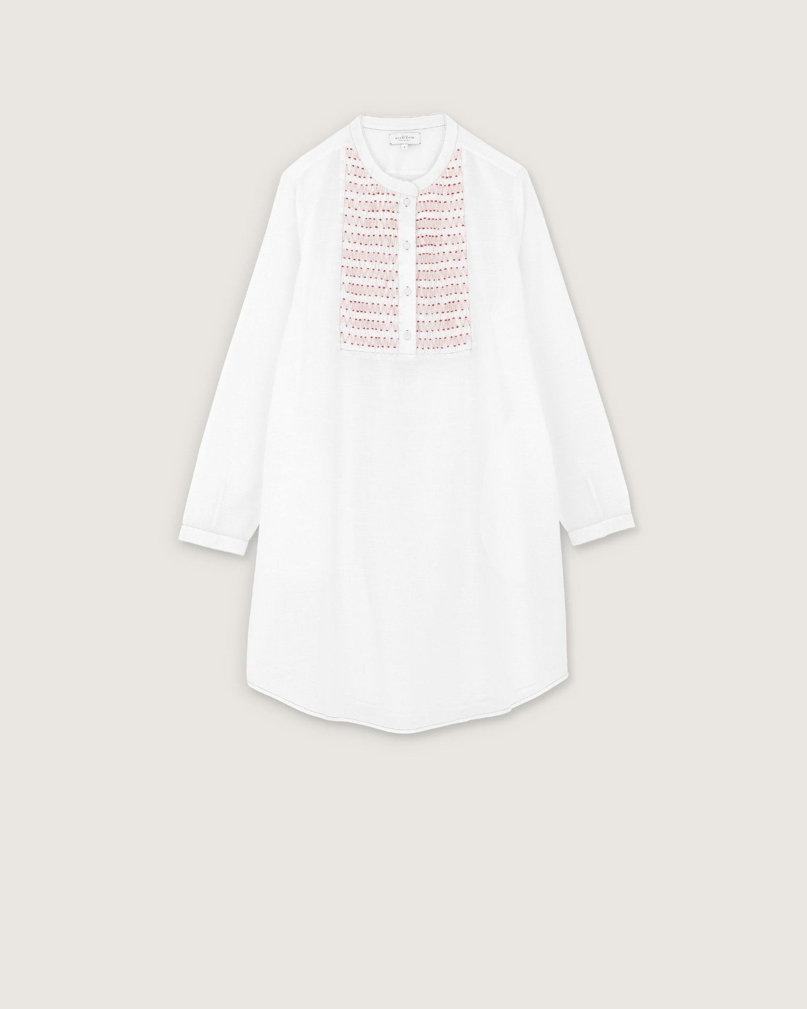 Robe de nuit Kim broderies rouges - Scarlette Ateliers