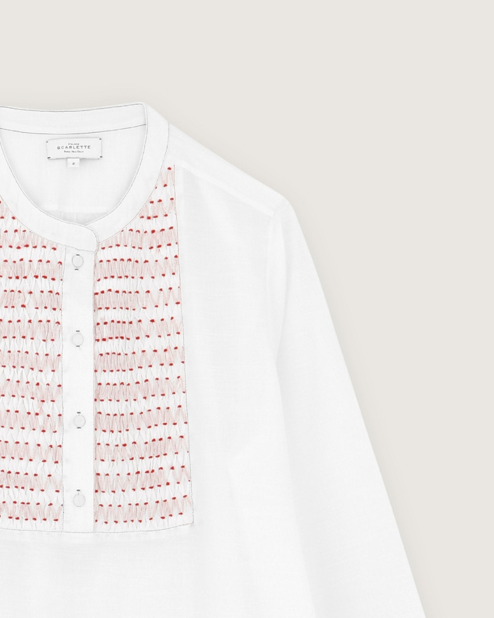 Robe de nuit Kim broderies rouges - Scarlette Ateliers