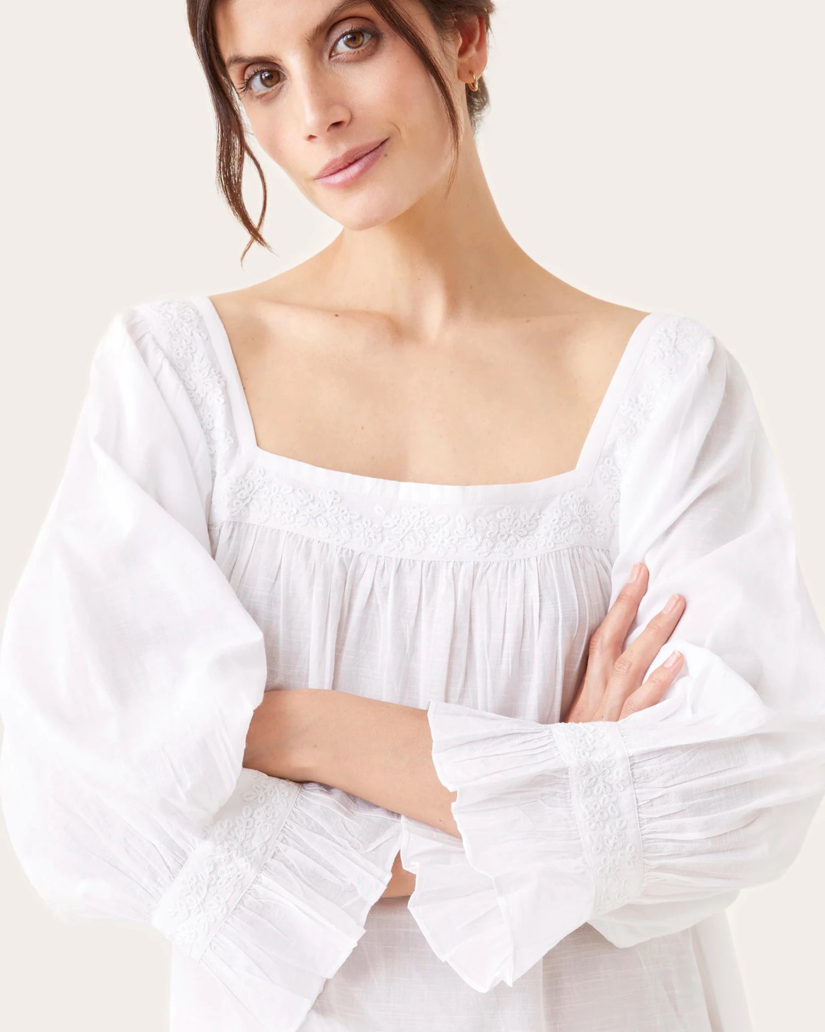 Robe de nuit Mia broderies blanches - Scarlette Ateliers