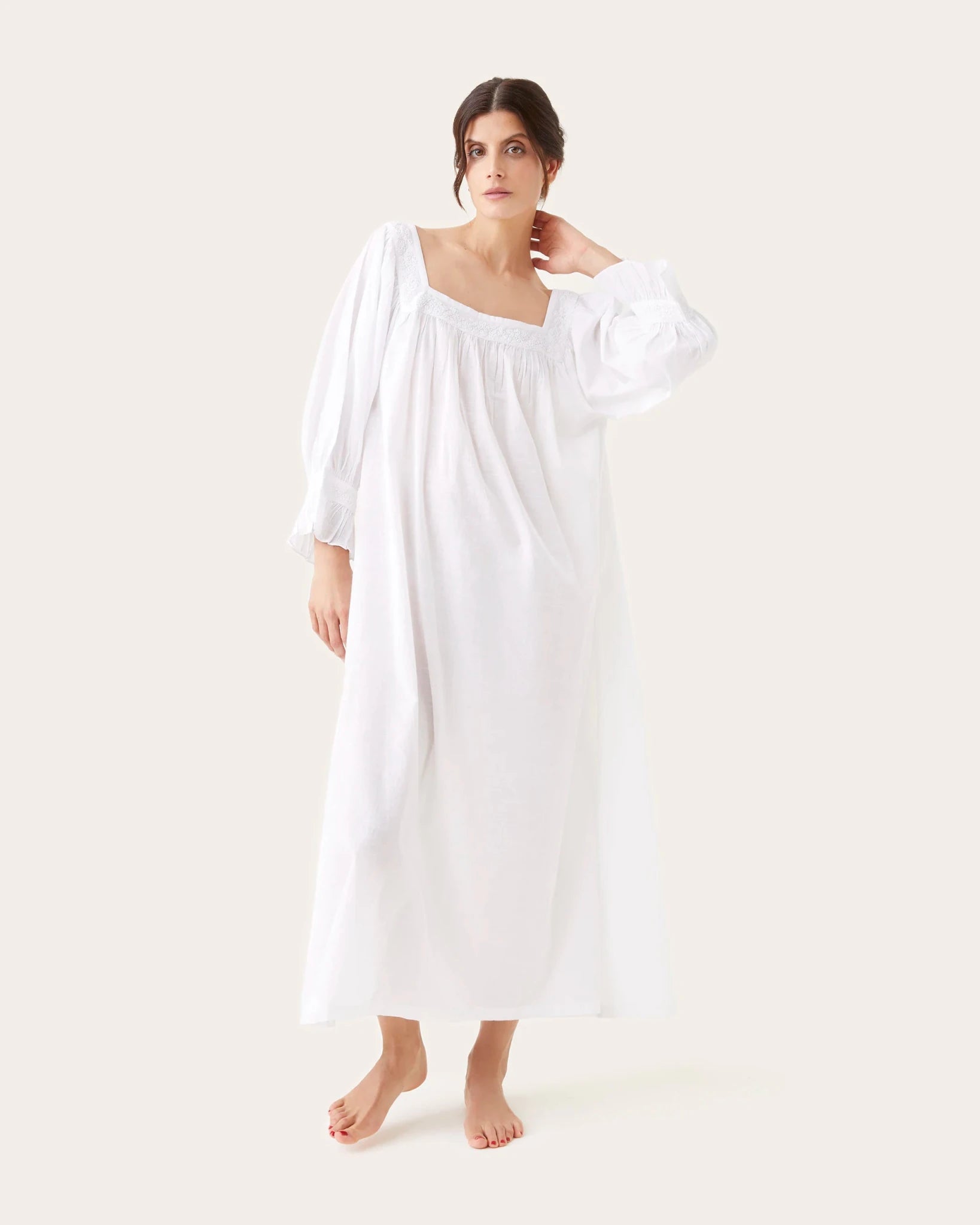 Robe de nuit Mia broderies blanches - Scarlette Ateliers